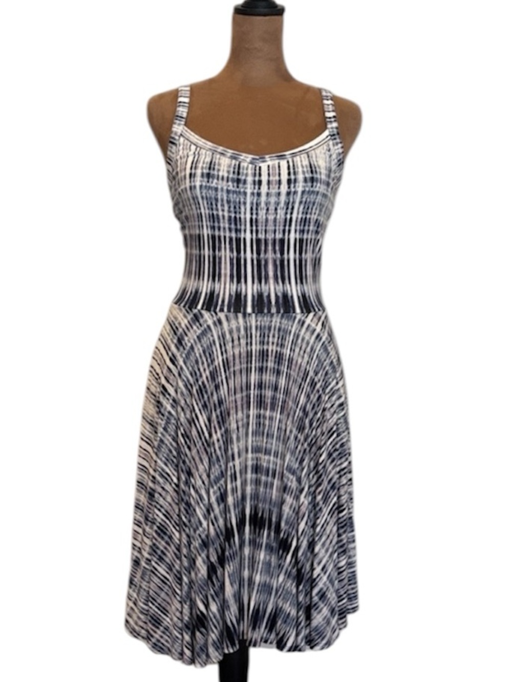 ARTISAN NY Blue Abstract Tie Dye Fit & Flare Midi Dress XS - NWOT